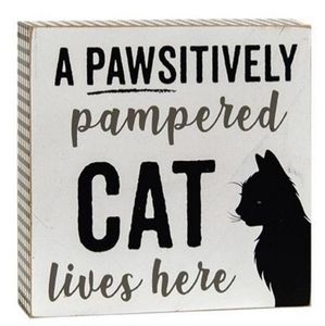 Cat wooden box sign
